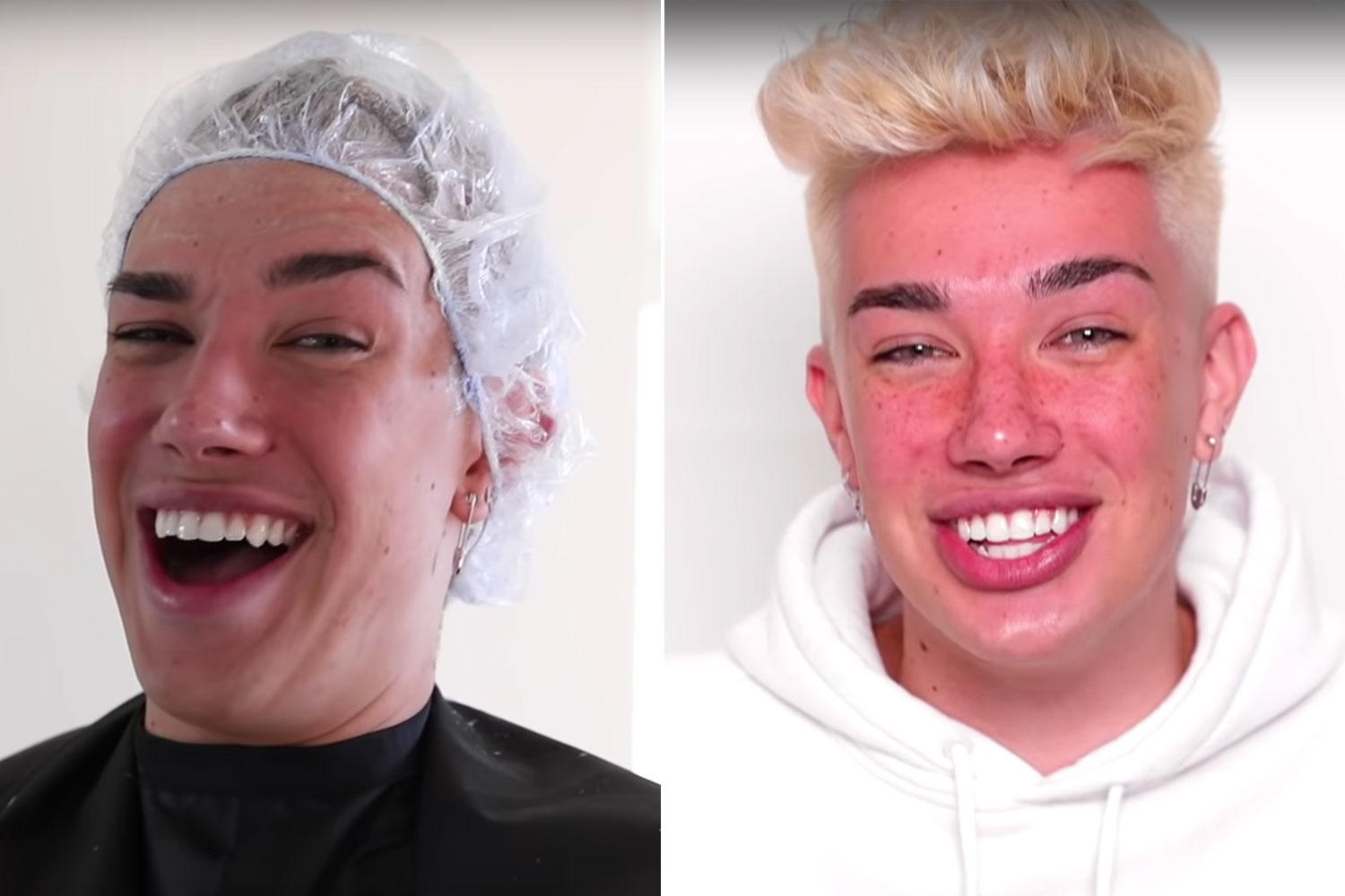WATCH James Charles dye his hair peroxide blonde and the process looks
